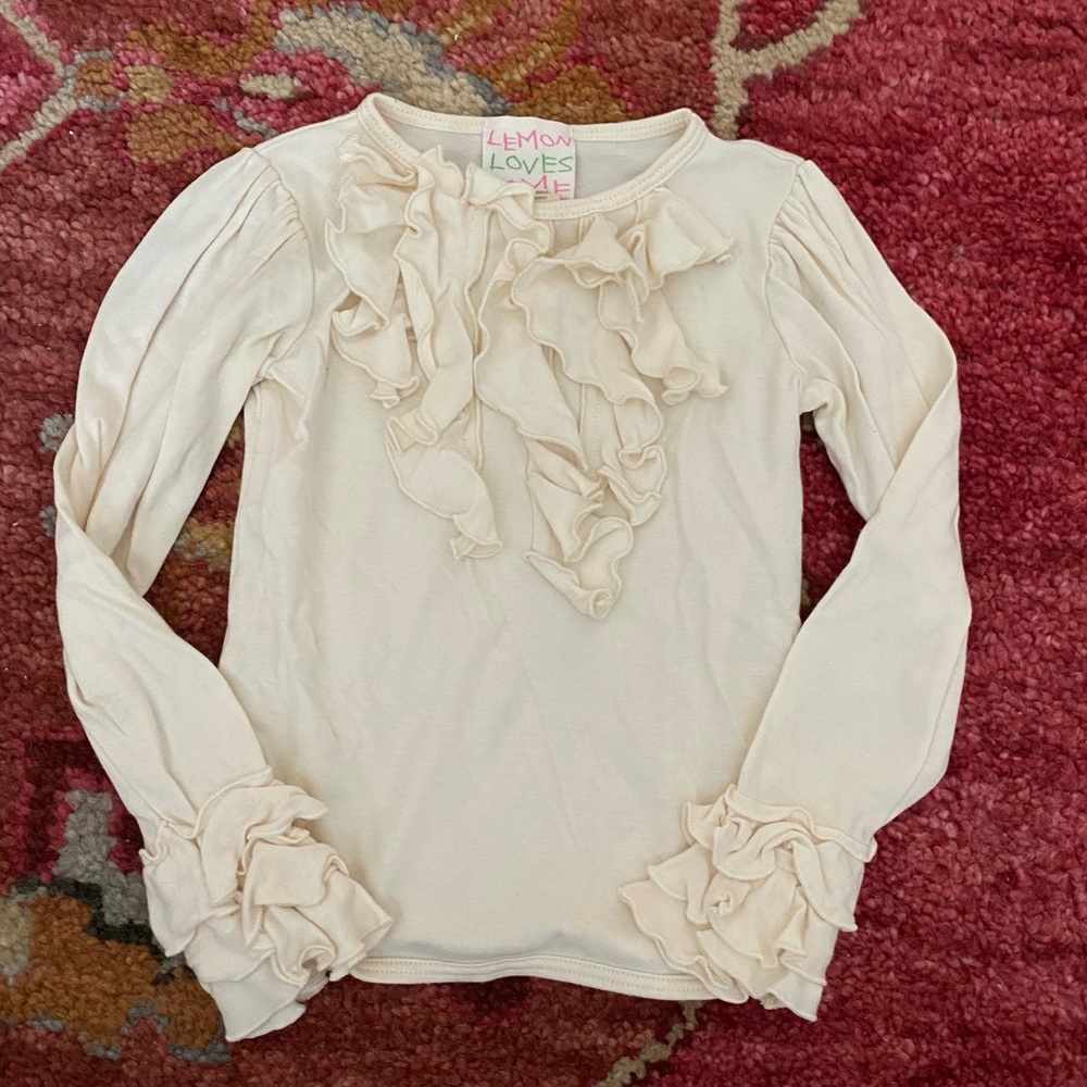 Lemon Loves Lime NWOT ruffled beige top